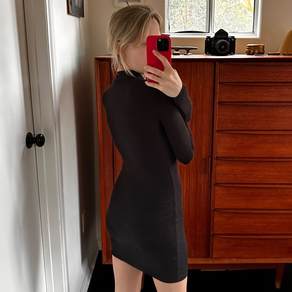 Black stretchy ribbed dress